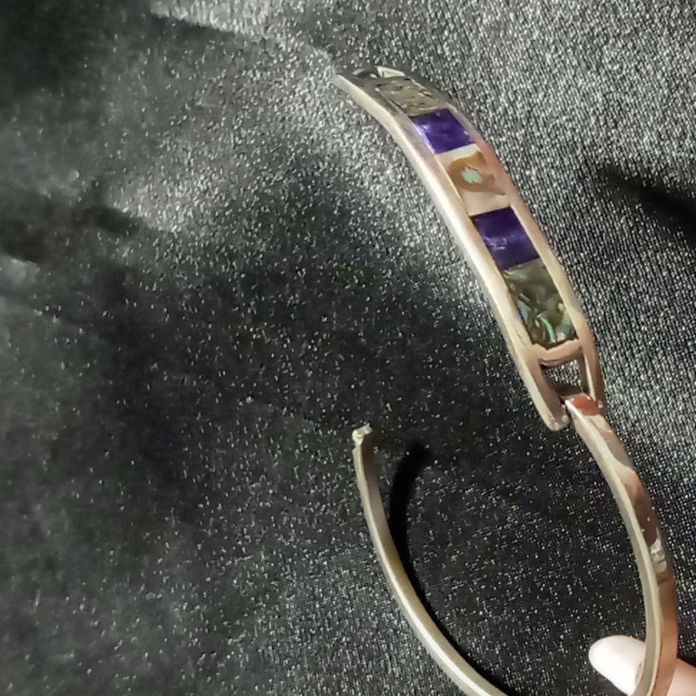 Taxco Mexican silver bracelet with abalone shell inlay